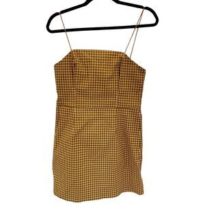 Style Rack Large Brown White Plaid Mini Slip Dress Y2K 90's Clueless Babydoll